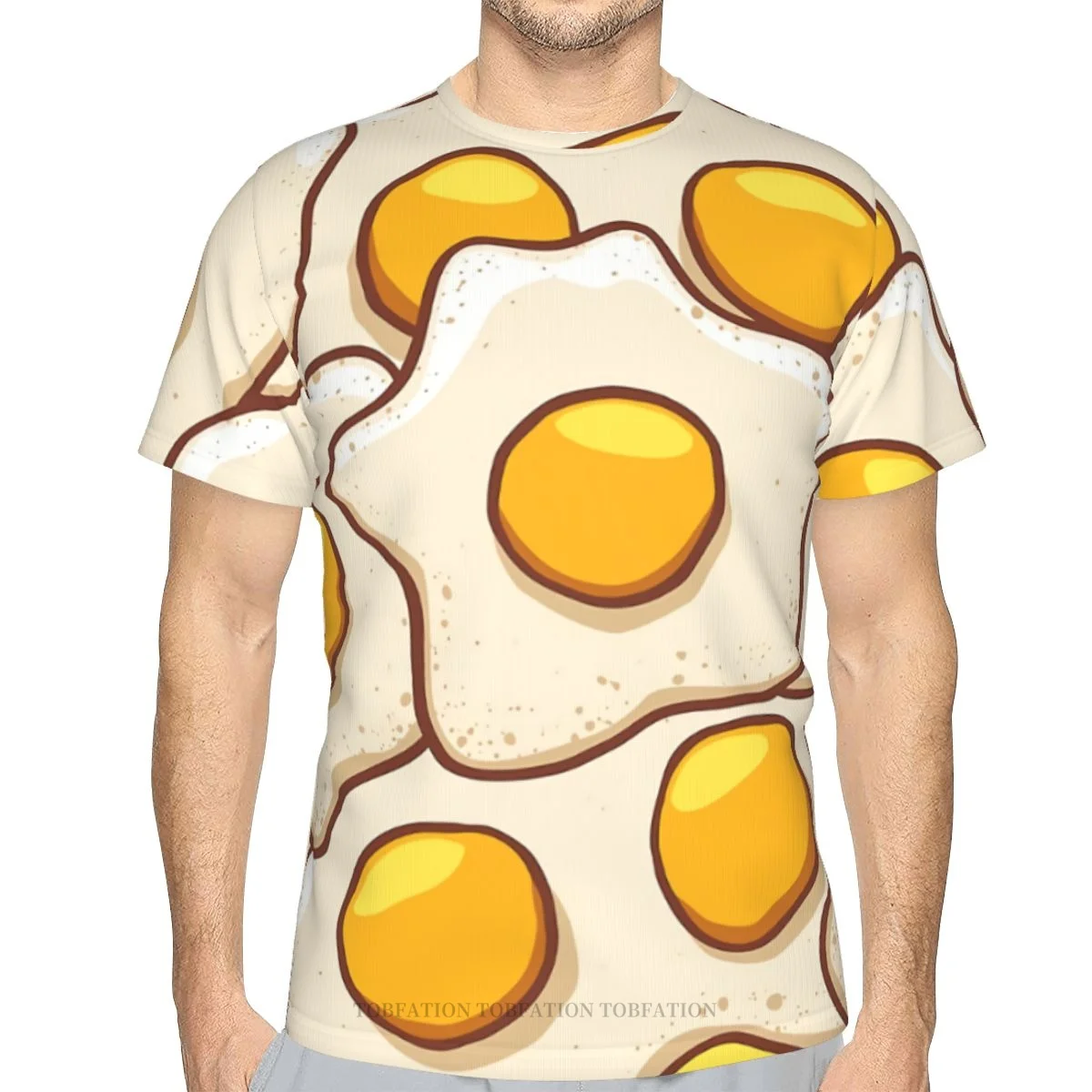 

Fried Eggs Background Polyester 3D Print Men's T Shirt Outdoor Sports Quick-drying Clothes Casual Loose T-Shirt Street Tees