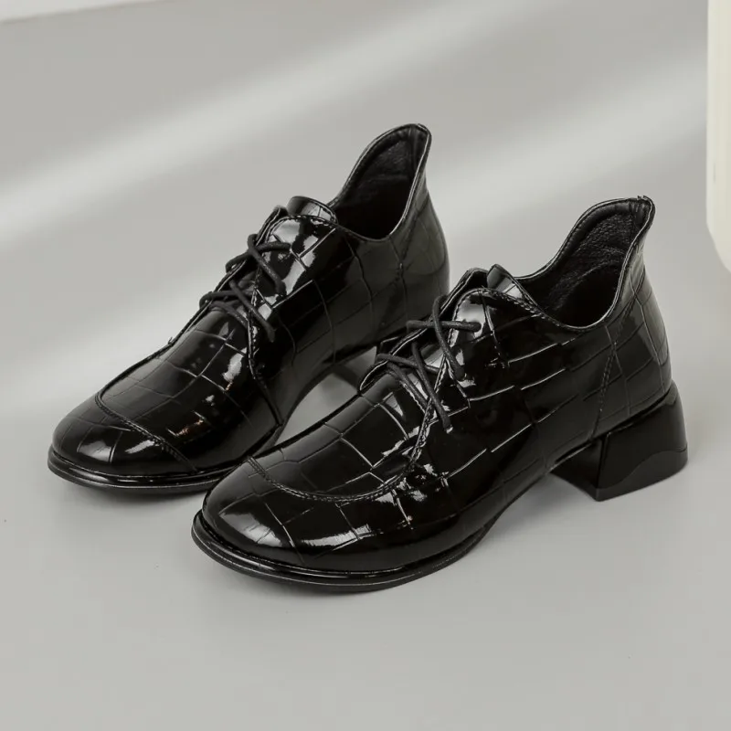 

Women Mid Heels Shoes Chunky Sandals 2023 New Autumn Lace Up Designer Party Dress Casual Pumps Oxford Fad Women Walking Shoes