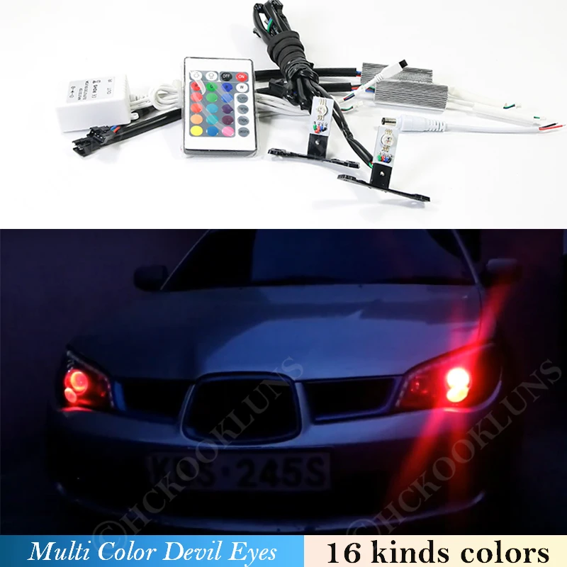 Multi color Red Blue Green Led Devil Eye Demon Evil Eyes DRL LED RGB Headlights Mini Projector Lens Motorcycle Car Accessories