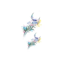 watercolor flower moon leaves waterproof temporary tattoo sticker colorful tatto body art neck arm foot girl women fake tatoo