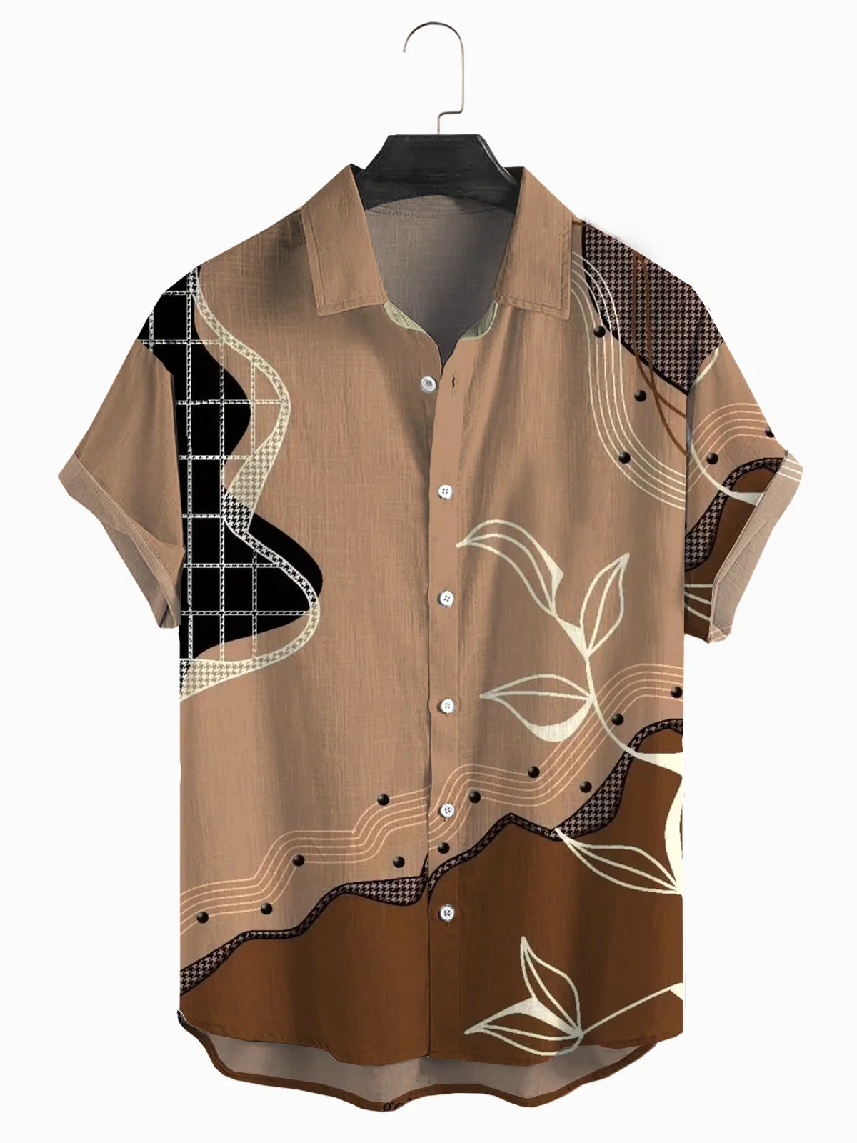 

Hawaiian Short Sleeve Botanical Floral Print Lapel Cozy Linen Shirt