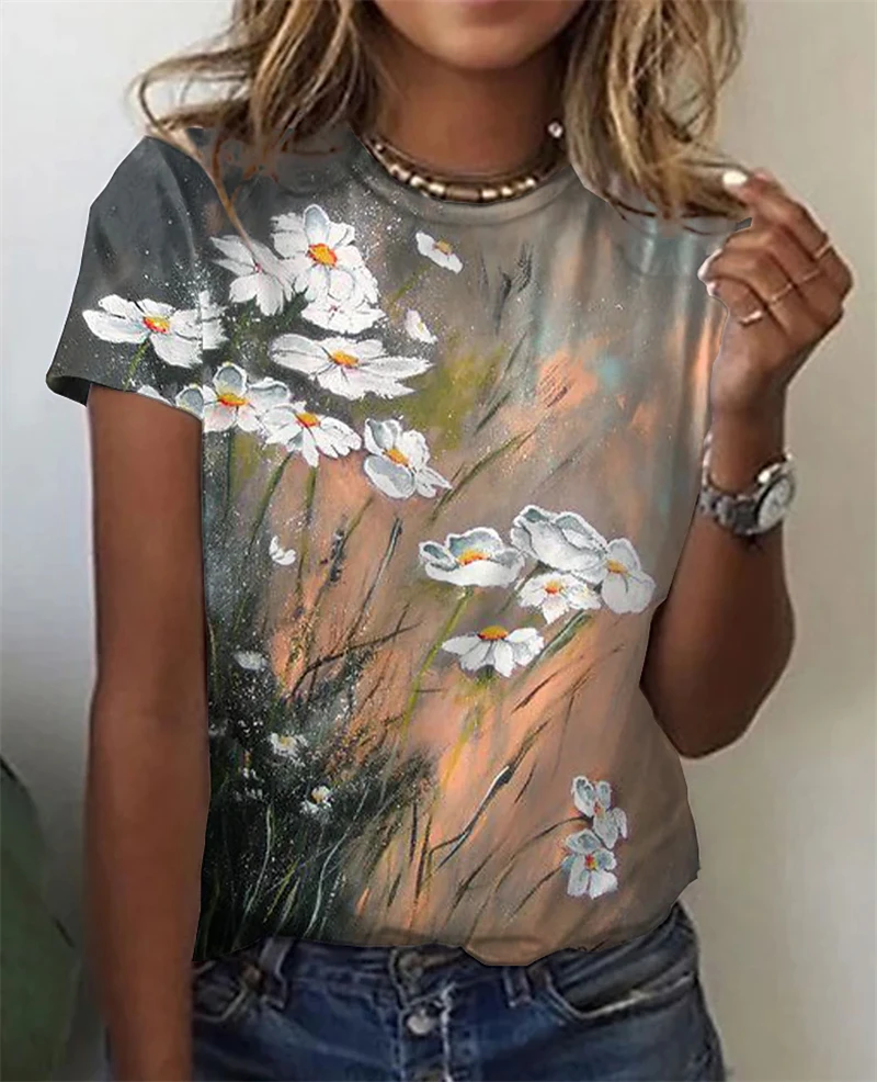 

Fashion Plus Size Women T-Shirts Casual Loose Short Sleeves T-Shirts for Women Elegant Tops Ladies