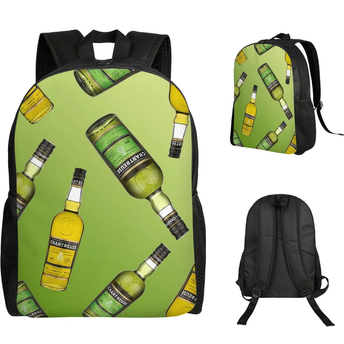 Фото Рюкзак-портфель Green Chartreuse с принтом масляной живописи, для студентов, для школы, для походов, для путешествий, городской рюкзак для мужчин и женщин, сумка через плечо