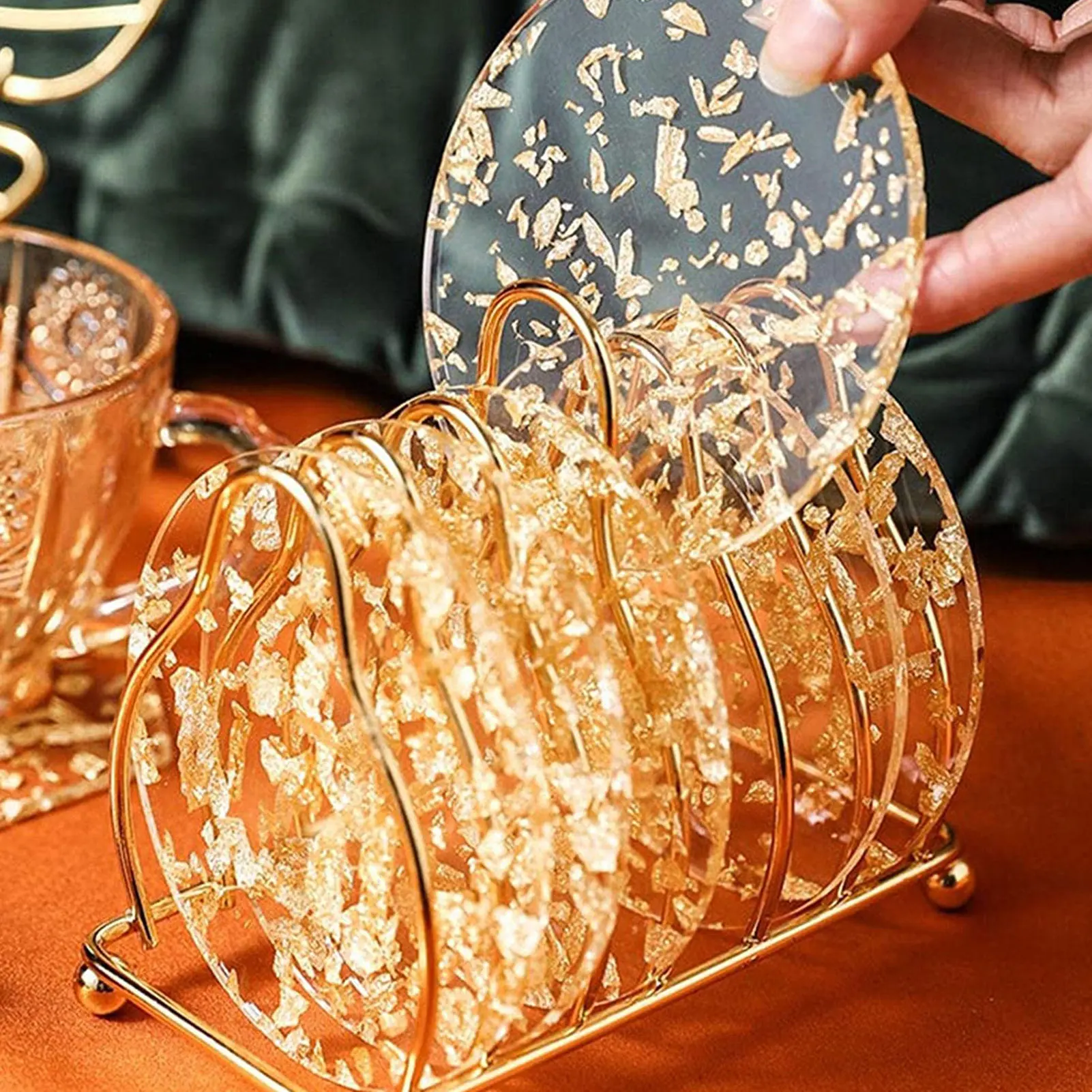 Подставка из акриловой золотой фольги теплоизоляционный коврик для стола