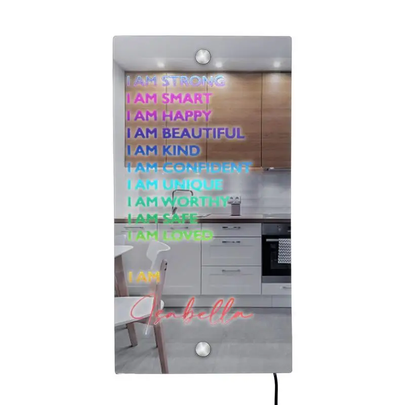 

Affirmation Mirror For Girls LED Light Up Mirror Shatterproof I Am Mirror Bedroom Decor I Am Loved I Am Unique Wall Decor For