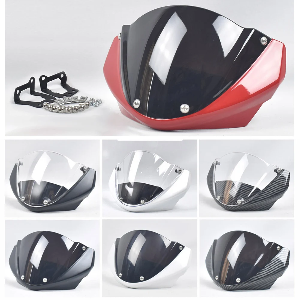 

1X Front Windshield Assembly W/ Frame Mounting Bracket Kit W/ Fairing Meter Sun Visor For Ducati Monster 696 795 796 M1100 ABS