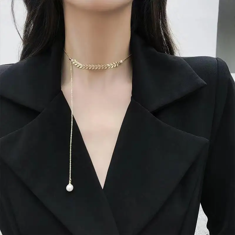 Ear Wheat Shaped Pearl Simple Fashion Collar Chain