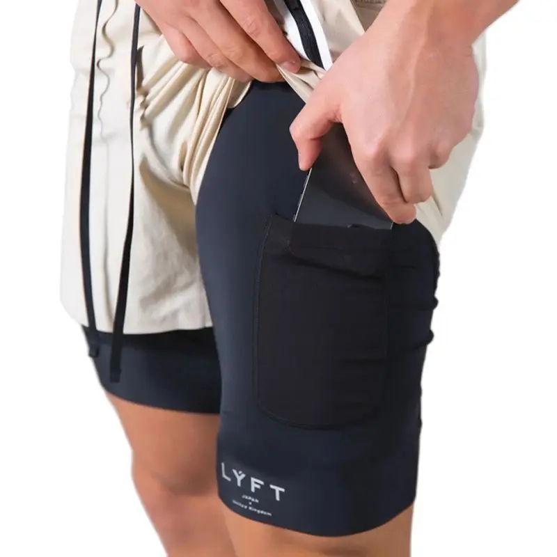 

Summer Men's Sports Leisure Quick Drying Basketball Loose Multi Pocket Double-layer Fitness Shorts