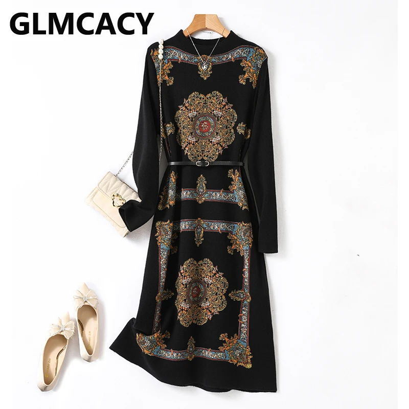 

Elegant Plus Size Loose Fit Knitted Sweater Dress for Women