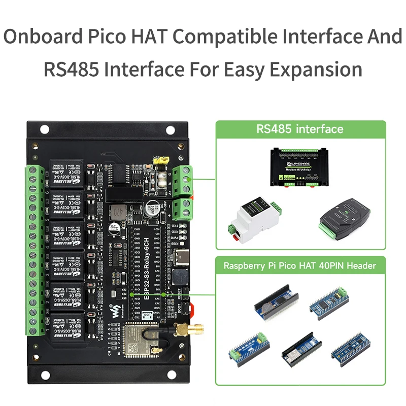 Промышленный 6-канальный модуль реле Wi-Fi ESP32-S3 IOT WiFi Bluetooth RS485 Управление