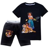 2022 new disney encanto anime t shirt pants 2 piece set harajuku cartoon clothing set childrens boys sports suit