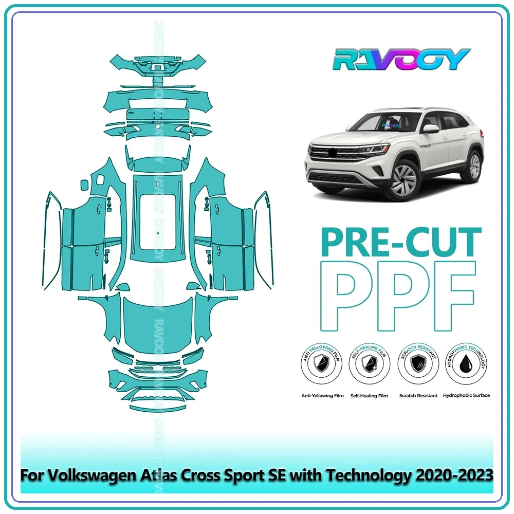 Фото Для Volkswagen Atlas Cross Sport SE с технологией Technology 2020-2023: Комплект защитной пленки PPF для всего кузова (прозрачная/матовая/черная) №1
