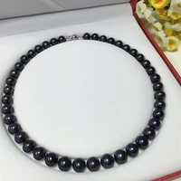 hoozz p 10 11mm aaa quality fine jewelry necklace with black pearls fashion gifts for anniversary mother lover real 925 silver