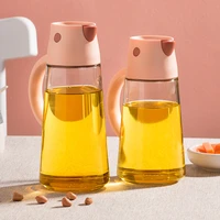 kitchen automatic opening and closing durable glass oil pot kitchen leak proof oil tank with lid seasoning storage bottle