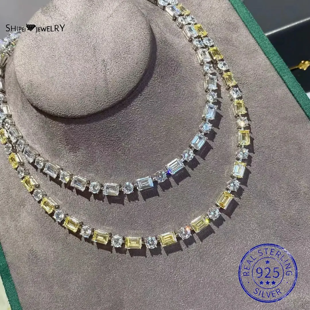 Женская цепочка из серебра 925 пробы с изумрудом и Цитрином