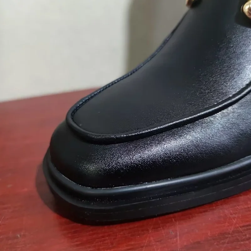 European pop genuine leather ankle boots for women sexy lady square toe high heels riding boots autumn winter boots heels pumps