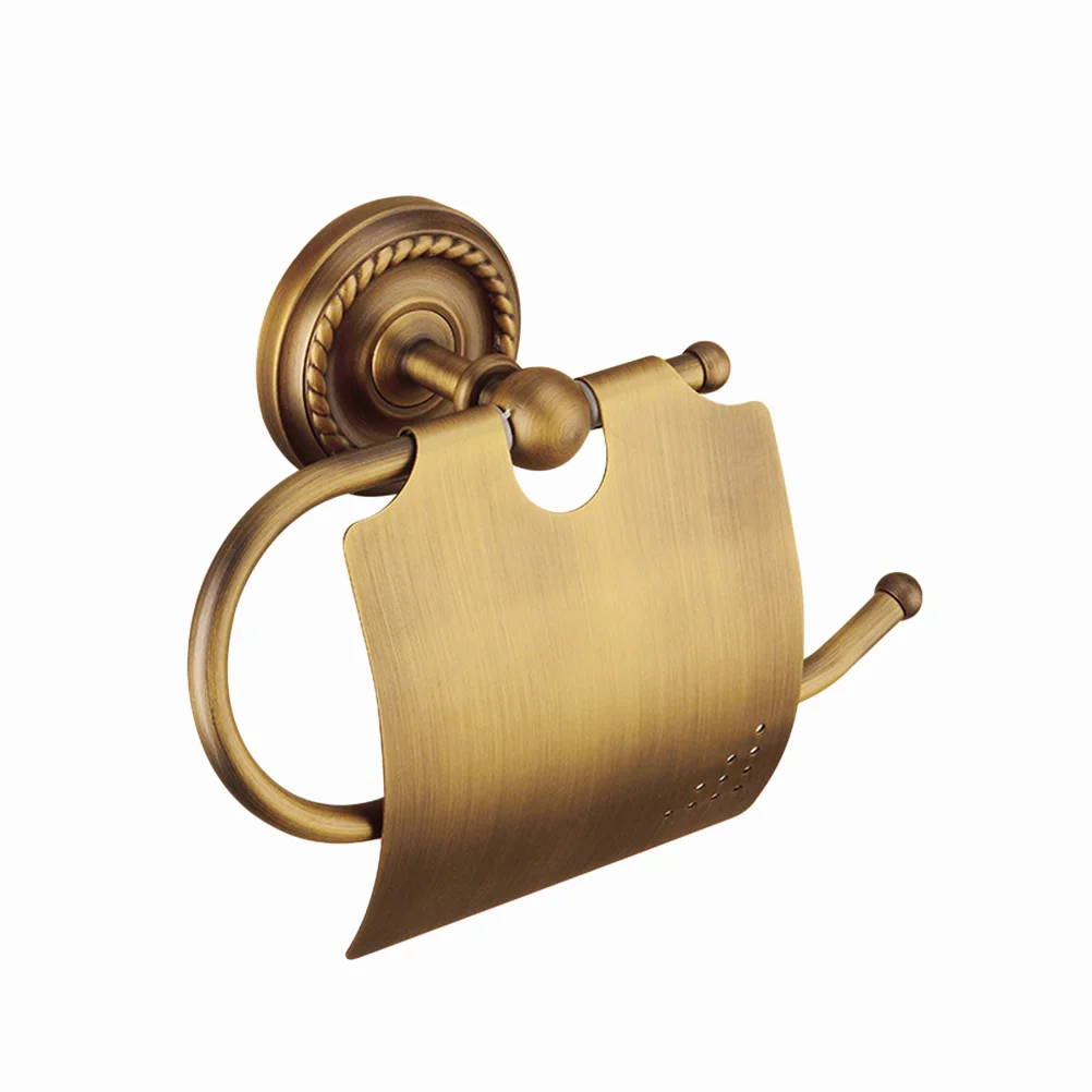 

European Style Brass Antique Wall Mount Bathroom Tissue Holder Storage Shelf