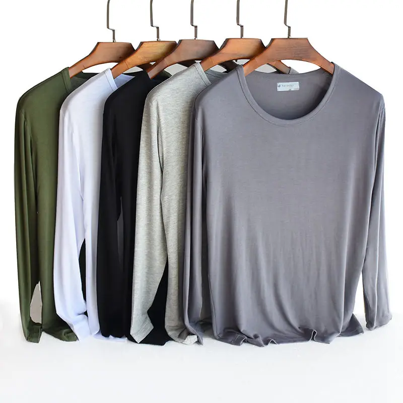 modal ice silk spring summer pajamas for men thin loose long sleeve sleep tops men sleepwear casual home wear plus size