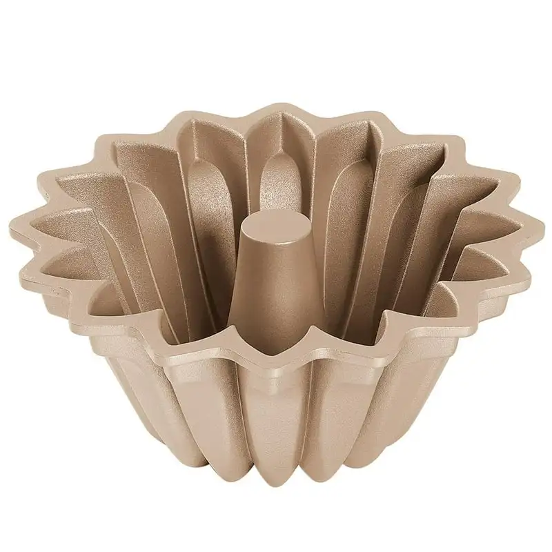 

Water Fluted Bundt Cake Pan, Extra Thick & Non-Stick Aluminum Bakeware W/ 2 Layers Silicone for air fryer in Cooling rack Silico