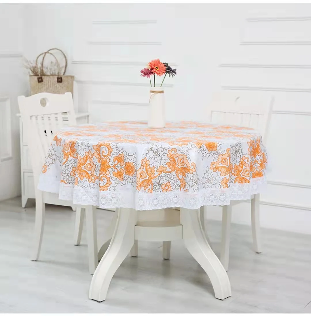 

Pastoral Style Environmental Protection Round Tablecloth PVC Plush Tablecloth Waterproof Tablecloth Oil Proof Tablecloth