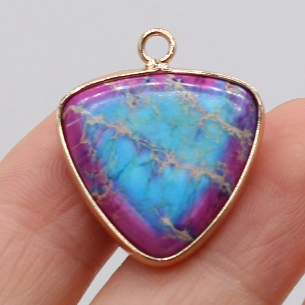 Позолоченный Кулон из натурального Императорского камня 21 х25 мм |