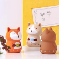 4 styles timer cooking alarm 360 degree rotating loud ring plastic cartoon wind up animal clock timer kitchen accessories