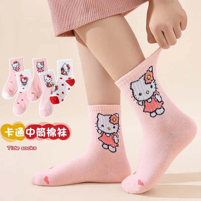 Носки Hello Kitty для девочек 5 пар милые удобные и приятные кожи дышащие впитывающие