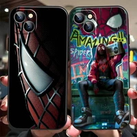 marvel spiderman for iphone 13 12 11 pro max 12 13 mini x xr xs max 6 6s 7 8 plus phone case black liquid silicon funda