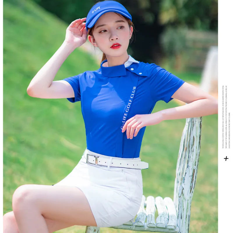 

GF Golf Shirt Women Summer Quick-drying Short-sleeved T-shirt Ladies Slim Top Sports Uniform Ladies Golf Wear Short Skirt