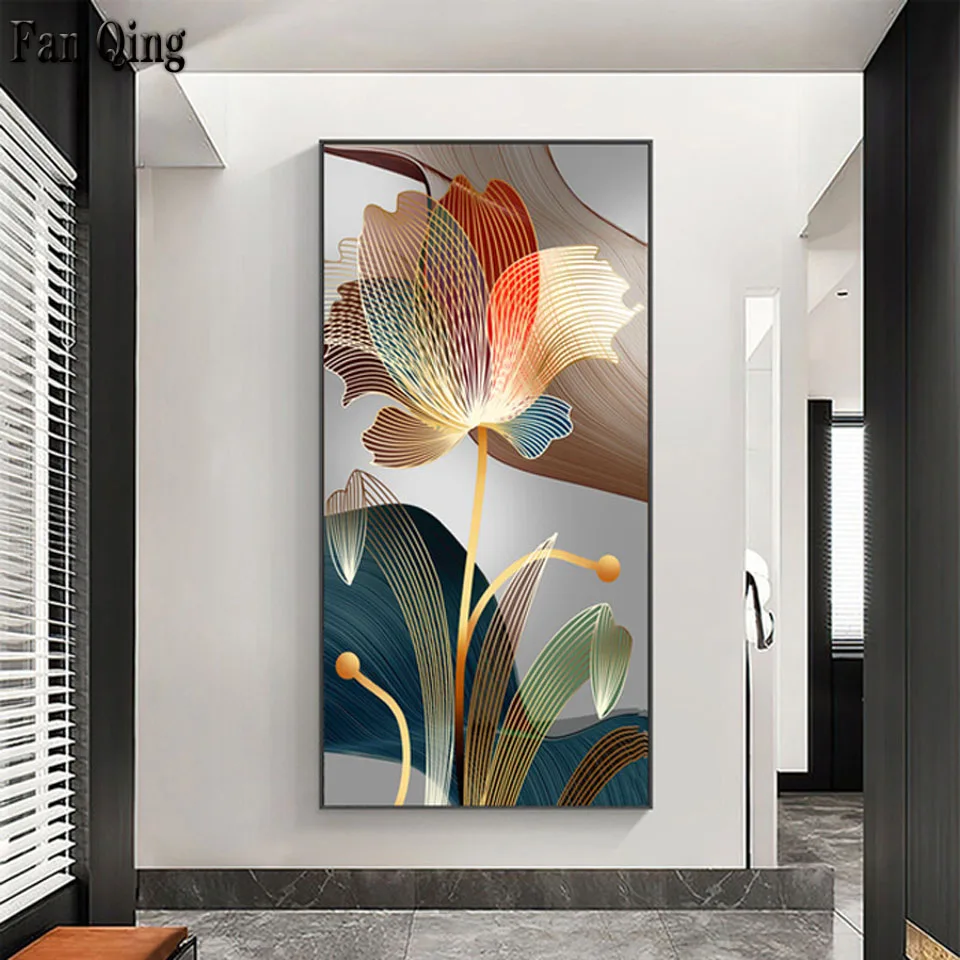 

Алмазная 5d живопись «сделай сам», абстрактный Лотос, полный стразы, алмазная вышивка, Набор для вышивки крестиком, подарок для украшения дом...