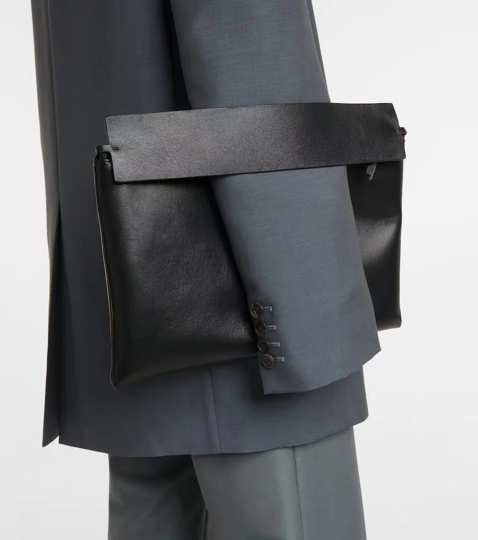 Cowhide Lcu Wide Shoulder The Straps Single Shoulder Row Portable Envelope  Clutch Bag