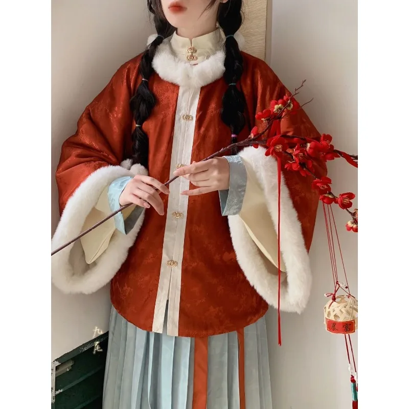 Китайский традиционный женский топ ханьфу в стиле династии Мин с круглым вырезом