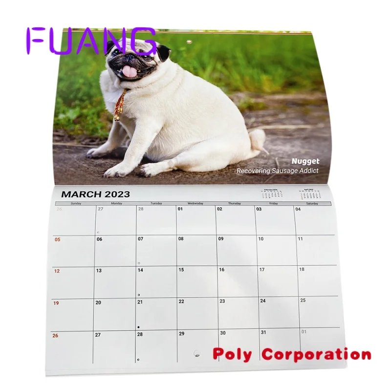 customized 2023 new yearly monthly wall calendar planner cheap saddle stitch advertising promotional gifts high quality printing