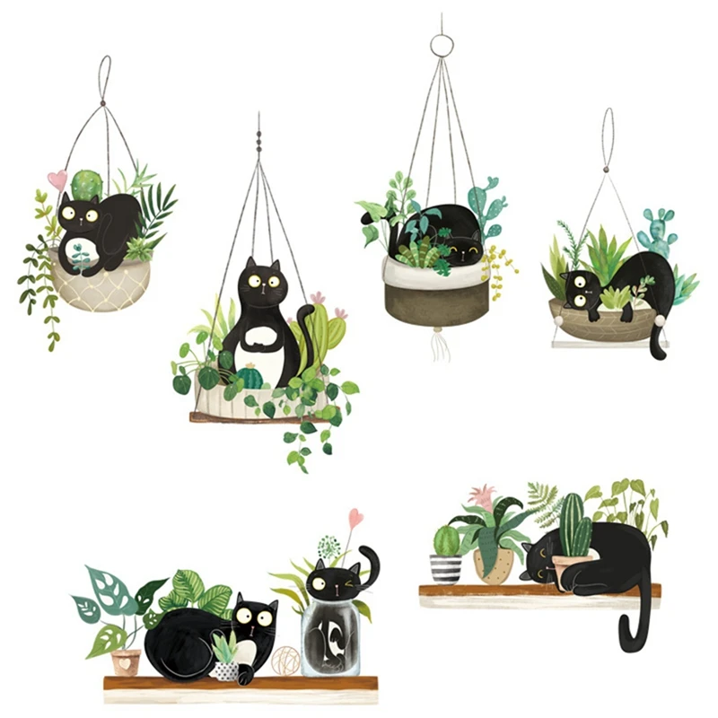 Наклейки на стену модные растения скандинавские тропические настенные бумажные