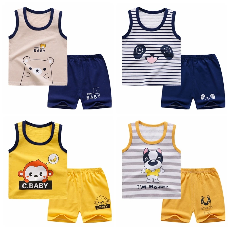 

Baby Boy Clothes Casual Tracksuit Pure Cotton Clothing Summer Clothes For Babies T-shirts + Pants For Kids Sports Outfit
