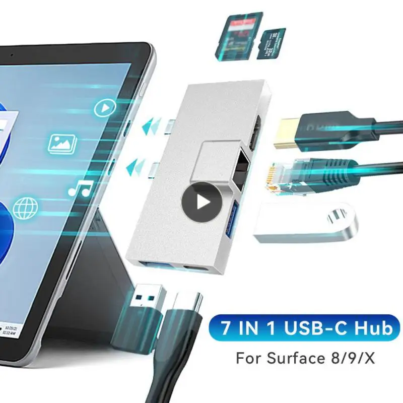 

7-in-1 Usb3.0 Hub Support Up To 5gbps HDMI-compatible 3840*2160 7-in-1 Docking Station 1080p Dual Type-c Int 4k/30hz 100w