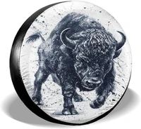moslion buffalo tire covers nature wild animal bison running in the wind with splashes dot universal spare wheel covers