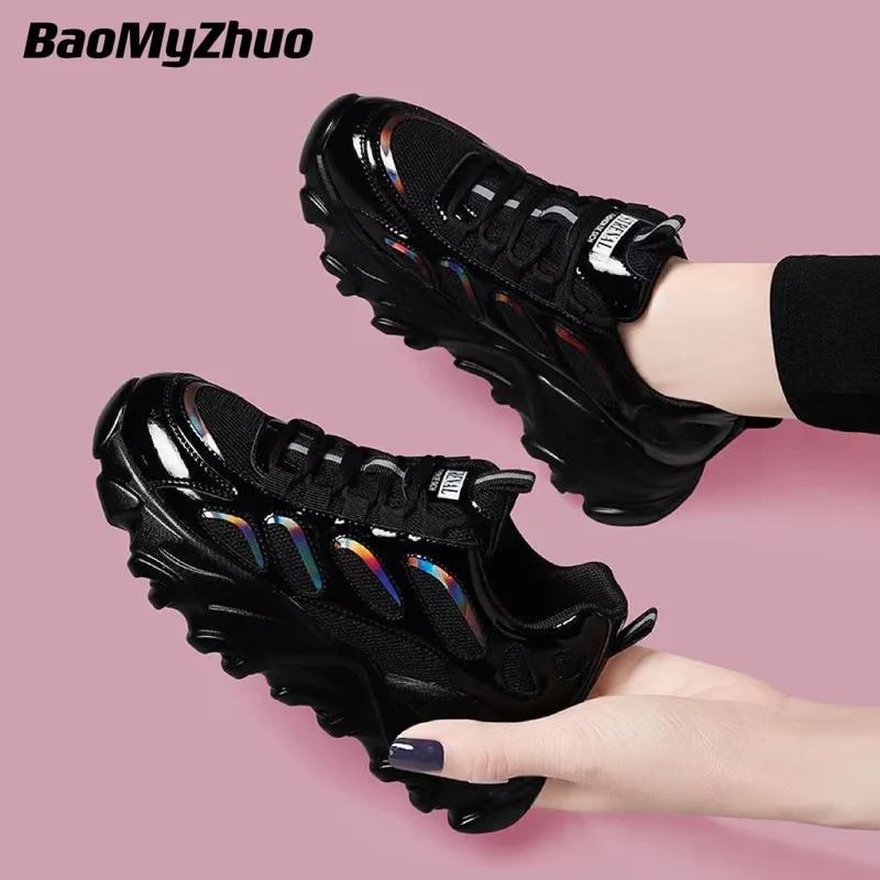 

2022 Autumn Casual Women Sneakers High Heels Platform Sports Shoes Autumn Thick Bottom Walking Shoes Breathable Vulcanized Shoes