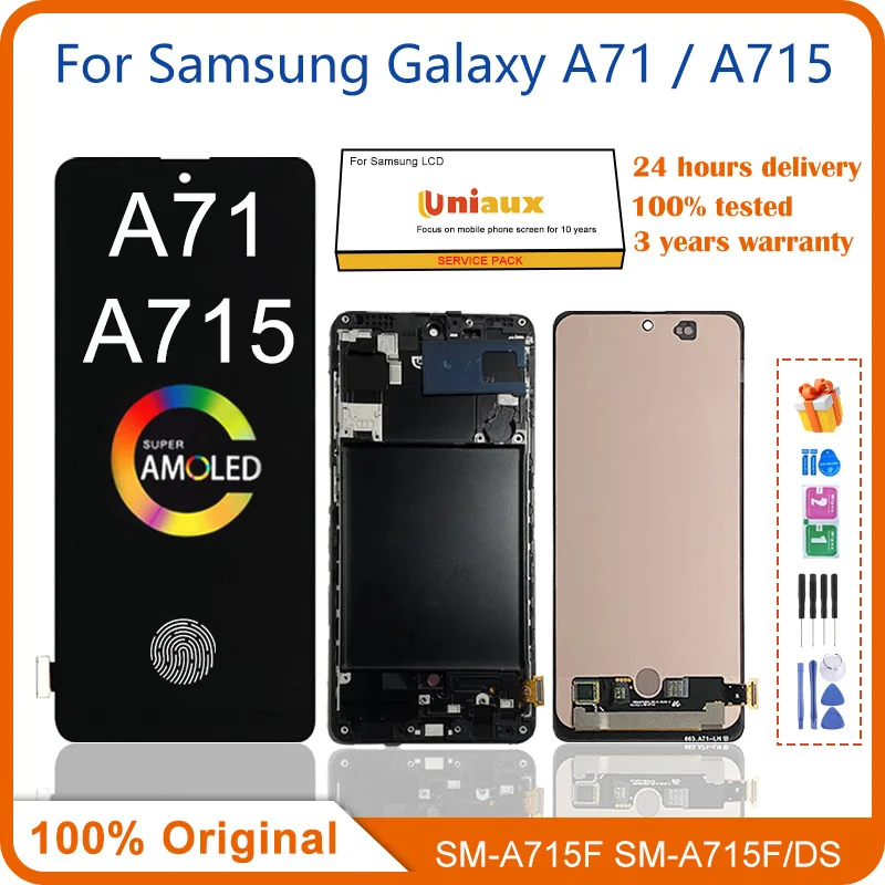 ЖК-дисплей 6,7 дюйма AMOLED для Samsung Galaxy A71 A715 A715F A715FD, дисплей с сенсорным экраном и дигитайзером для Galaxy A71, сменный ЖК-дисплей