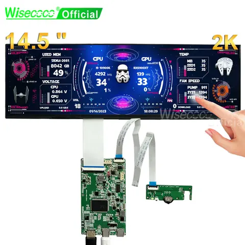 Wisecoco 14,5 дюймовый ПК вторичный экран Aida64 LCD ЦП аппаратный монитор температуры внешний дисплей расширения 2560*720