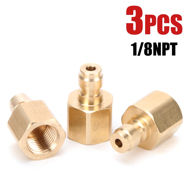 3 шт., медные быстроразъемные соединительные фитинги с резьбой M10x1 1/8BSPP, адаптер для заправки воздуха, 1/8NPT, 8 мм, быстроразъемное гнездо, воздушные насосы
