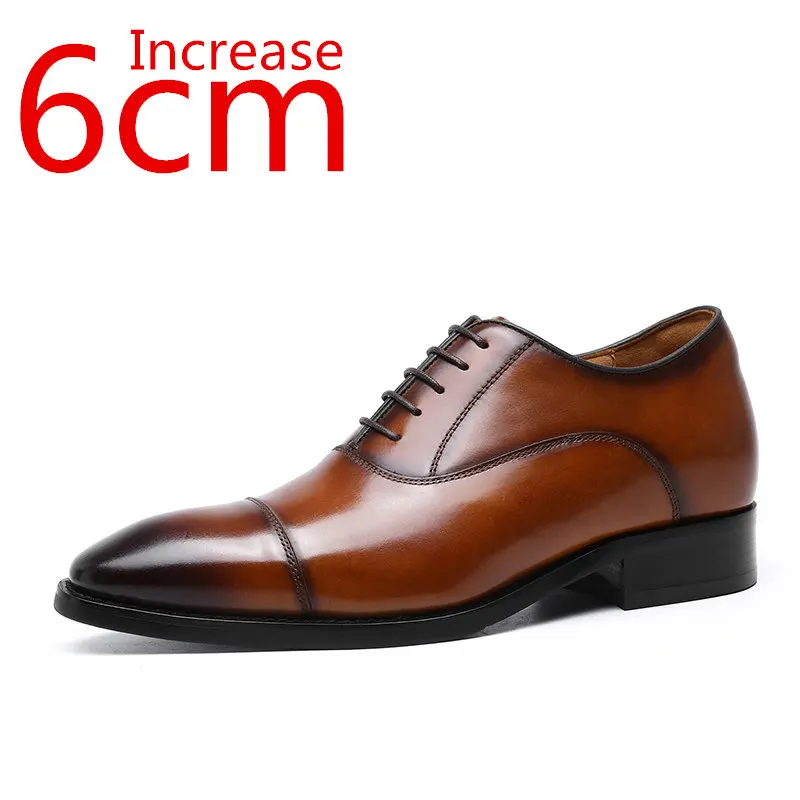 

Elevators Elevated 6cm Men Formal Wedding Dress Leather Shoes Genuine Leather Oxford Shoes Increasing Business Casual Men Shoes