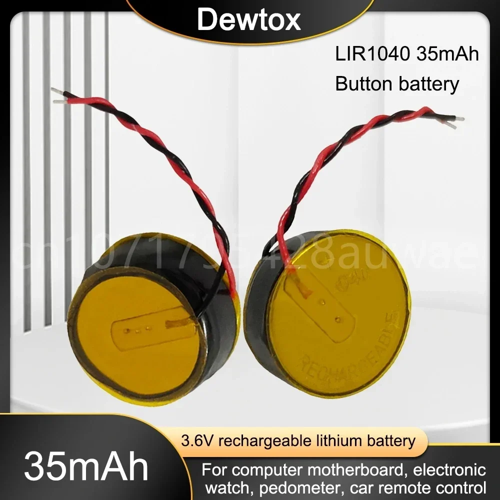 1-5 шт. LIR1040 LIR 1040 3 6 В литий-ионная аккумуляторная батарея с 2 проводами для