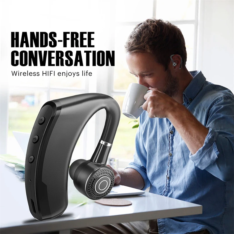 

V9 Bluetooth-compatible Headset Wireless Hands-free Noise Control Stereo Music Earphone With Microphone Business Headphone