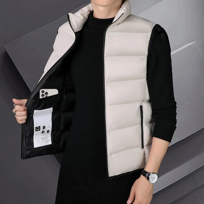 Men's down silk cotton jacket Jacket Vest autumn winter new sports fashion brand high-quality windproof warm casual thick vest