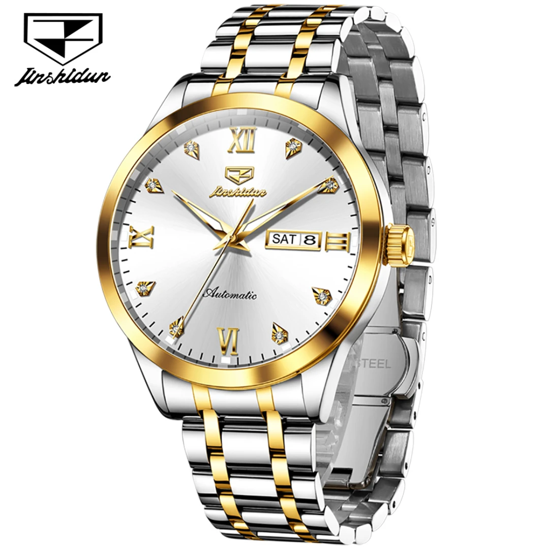 JSDUN 8980 модные механические часы подарок круглый циферблат ремешок для часов из