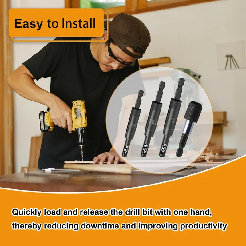 Самодельная фреза 3/32 дюйма 7/64 1/8 с держателем для бит на 1/4 шестигранный хвостовик