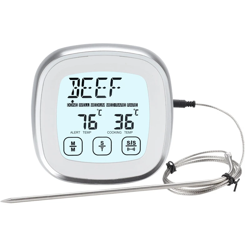

Digital Meat Thermometer For Grill - Oven Kitchen Cooking Instant Temperature Reader Gauge With Metal Wired Probes