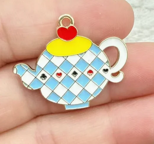 Фото Disney 10 шт. Алиса металлические эмалированные серьги-подвески DIY брелок ожерелье кулон браслет ювелирные изделия ручной работы фурнитура подарок №4
