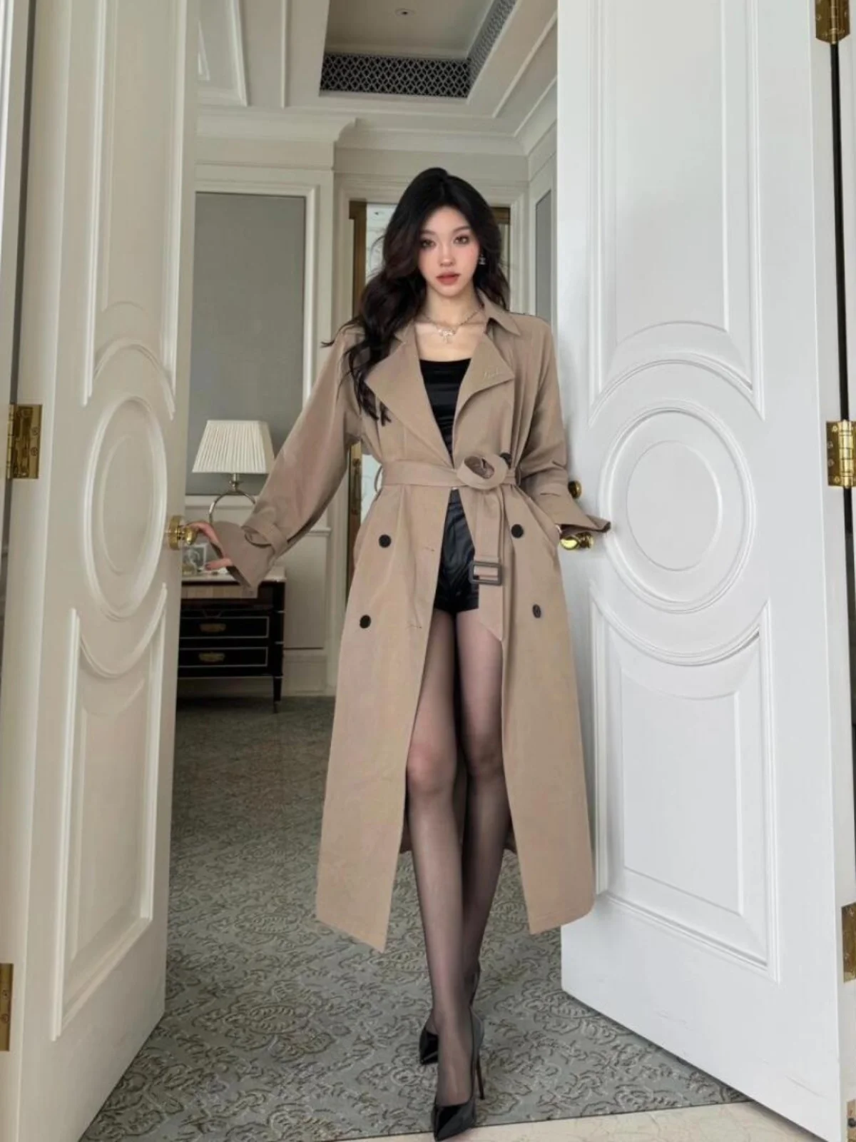 Dragon Heart Riomanceofgirl корейская серия хаки двубортный плащ верхняя одежда женское